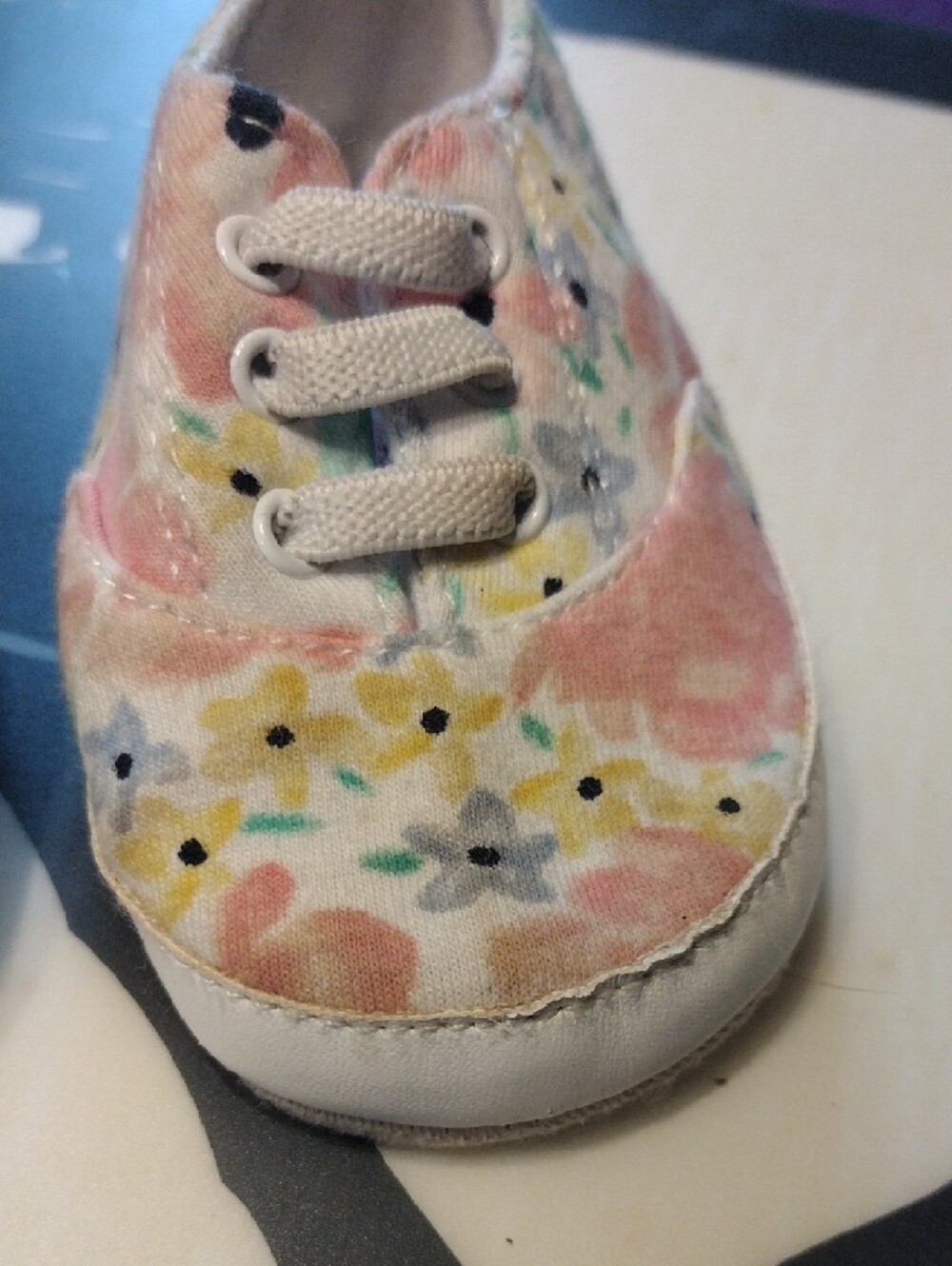 crown & ivy Floral Canvas Baby Shoes in Pink, Yellow & Green - Picture 4 of 7